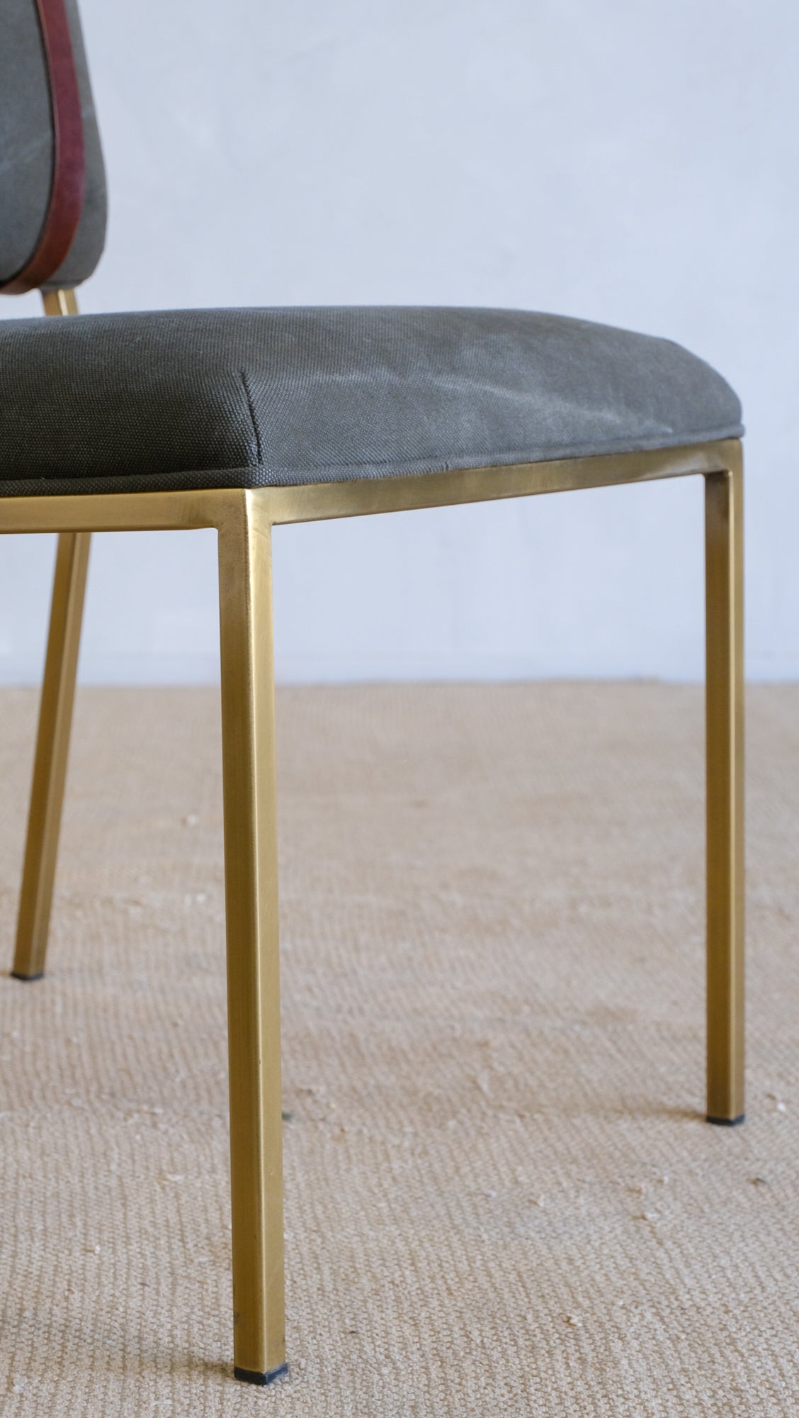 Inheritance Desk Chair in Antique Brass and Deadstock Olive Canvas