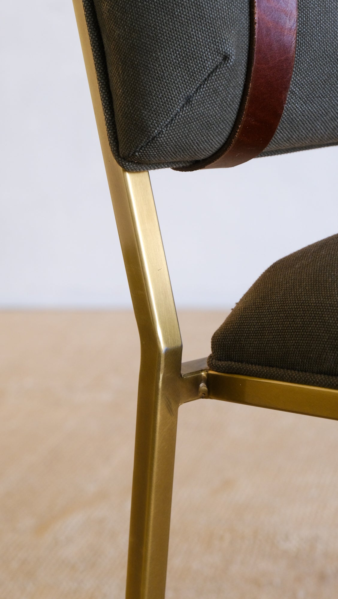 Inheritance Desk Chair in Antique Brass and Deadstock Olive Canvas