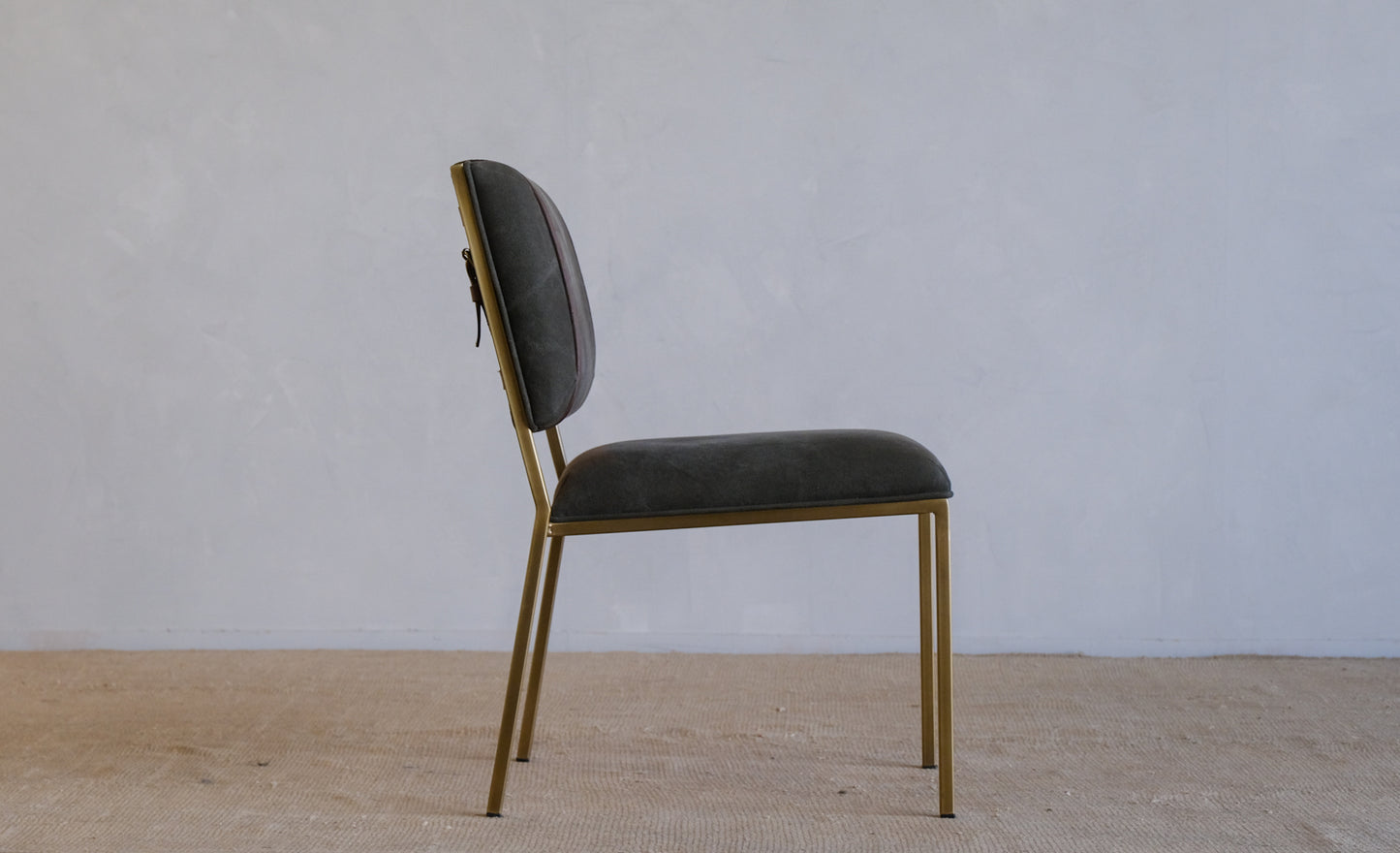 Inheritance Desk Chair in Antique Brass and Deadstock Olive Canvas