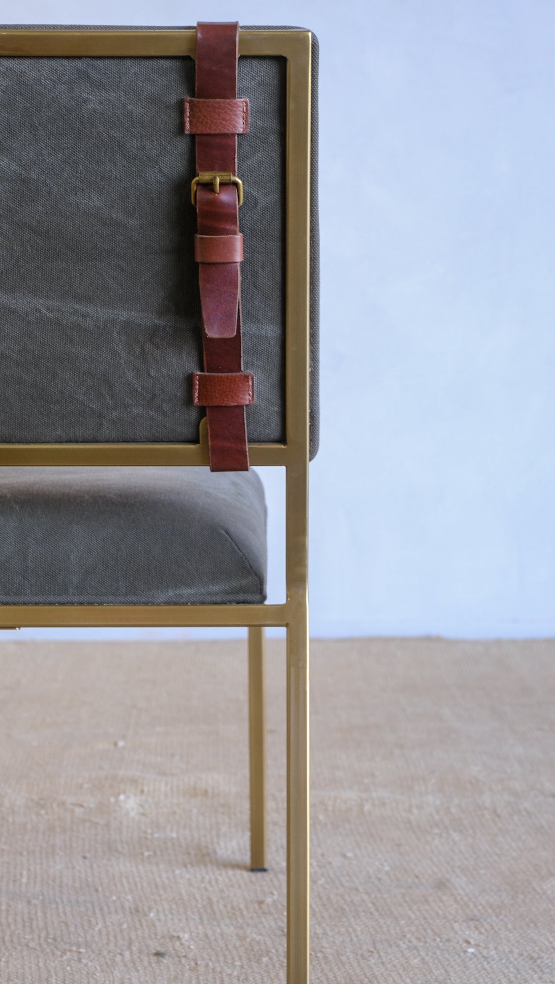 Inheritance Desk Chair in Antique Brass and Deadstock Olive Canvas