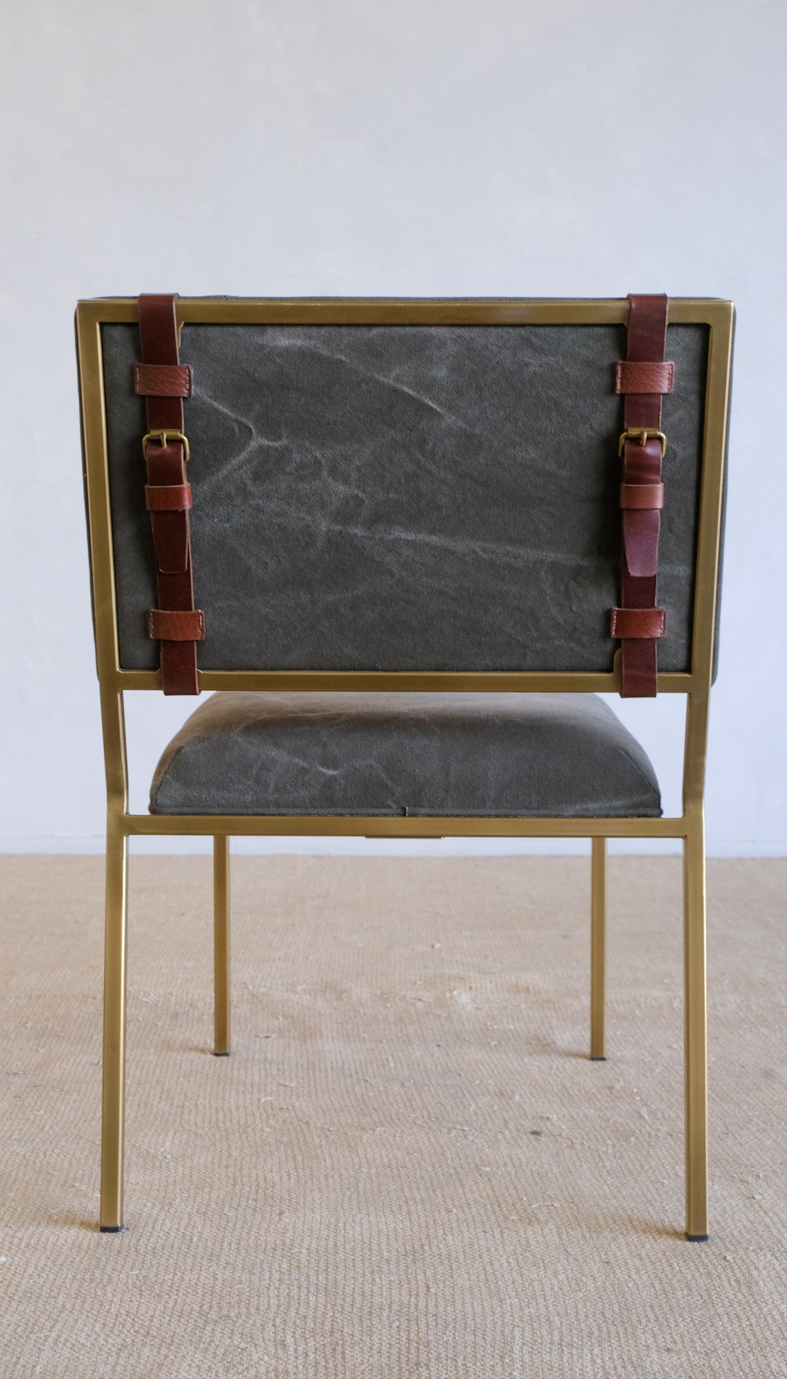 Inheritance Desk Chair in Antique Brass and Deadstock Olive Canvas
