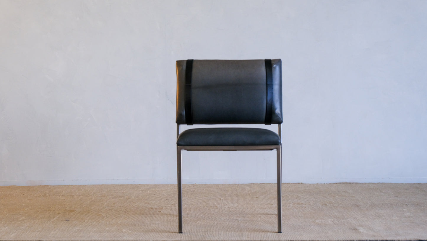 Inheritance Desk Chair in Antique Nickel and Charcoal Leather