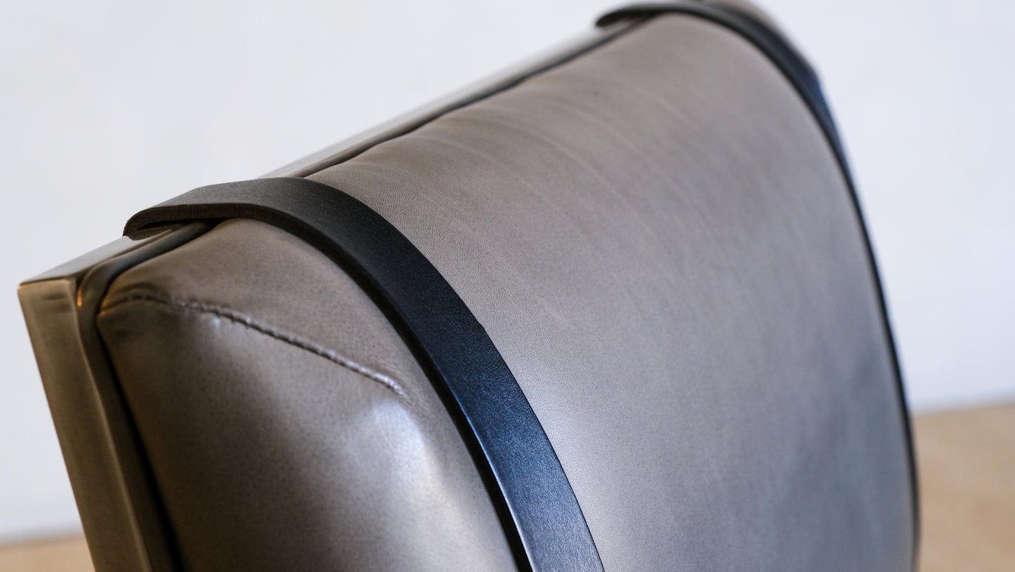 Inheritance Desk Chair in Antique Nickel and Charcoal Leather