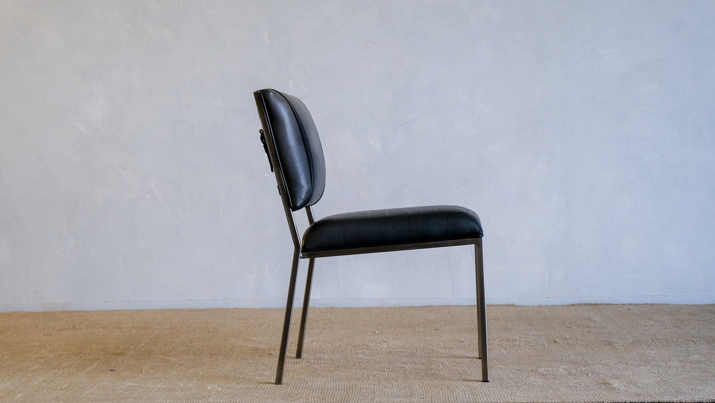 Inheritance Desk Chair in Antique Nickel and Charcoal Leather