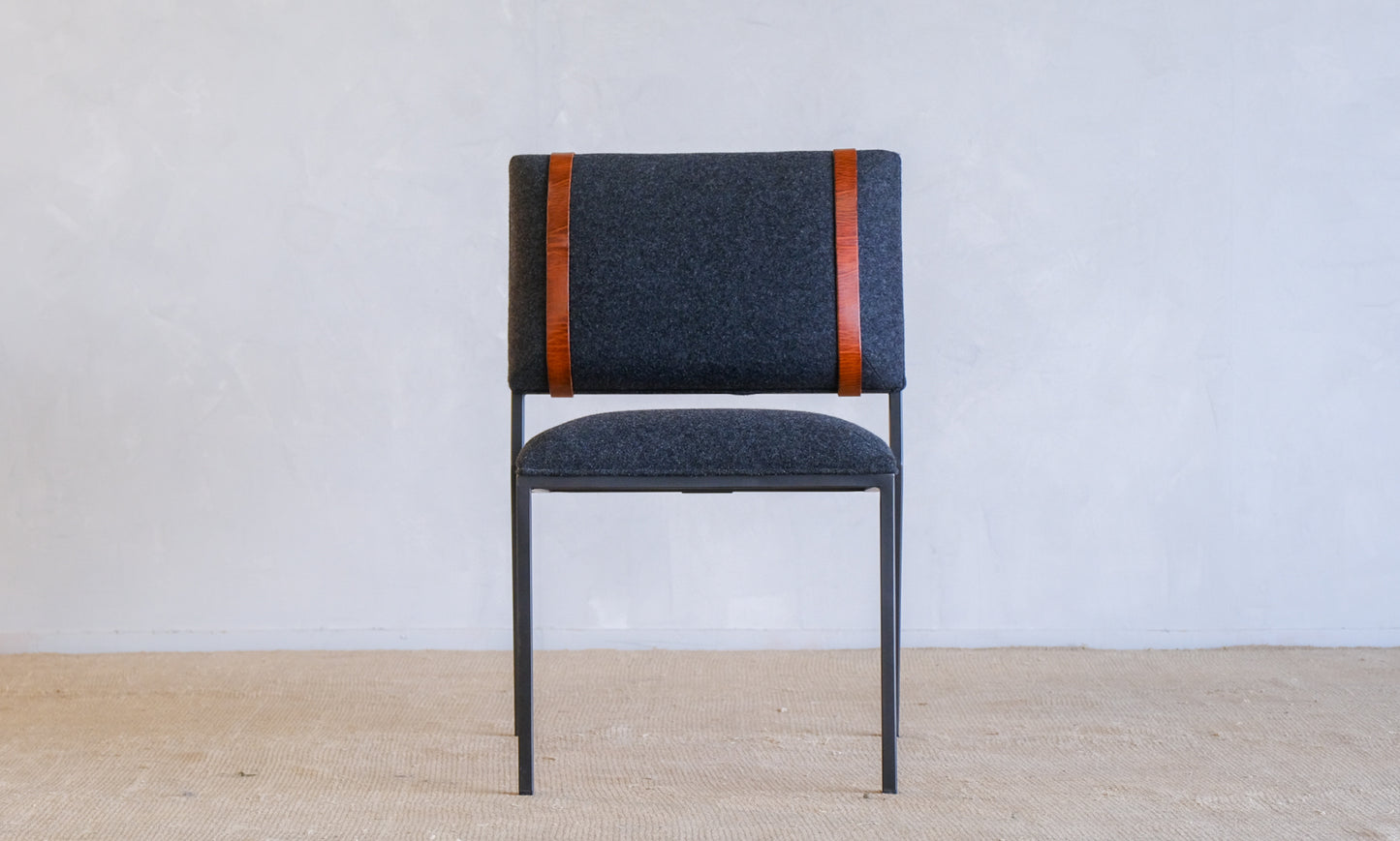 Inheritance Desk Chair in Blackened Steel and Charcoal Wool