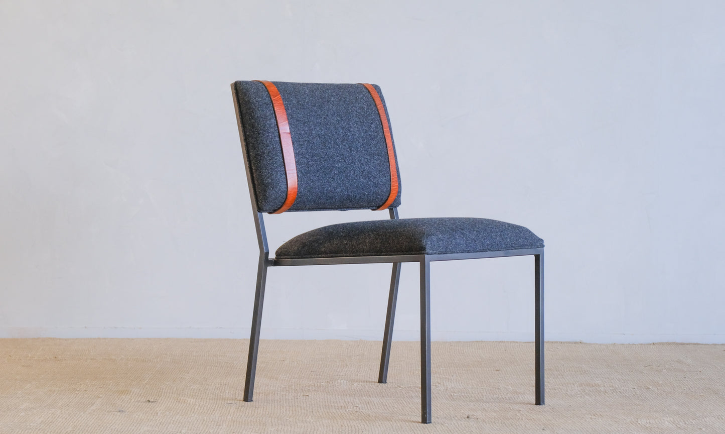 Inheritance Desk Chair in Blackened Steel and Charcoal Wool