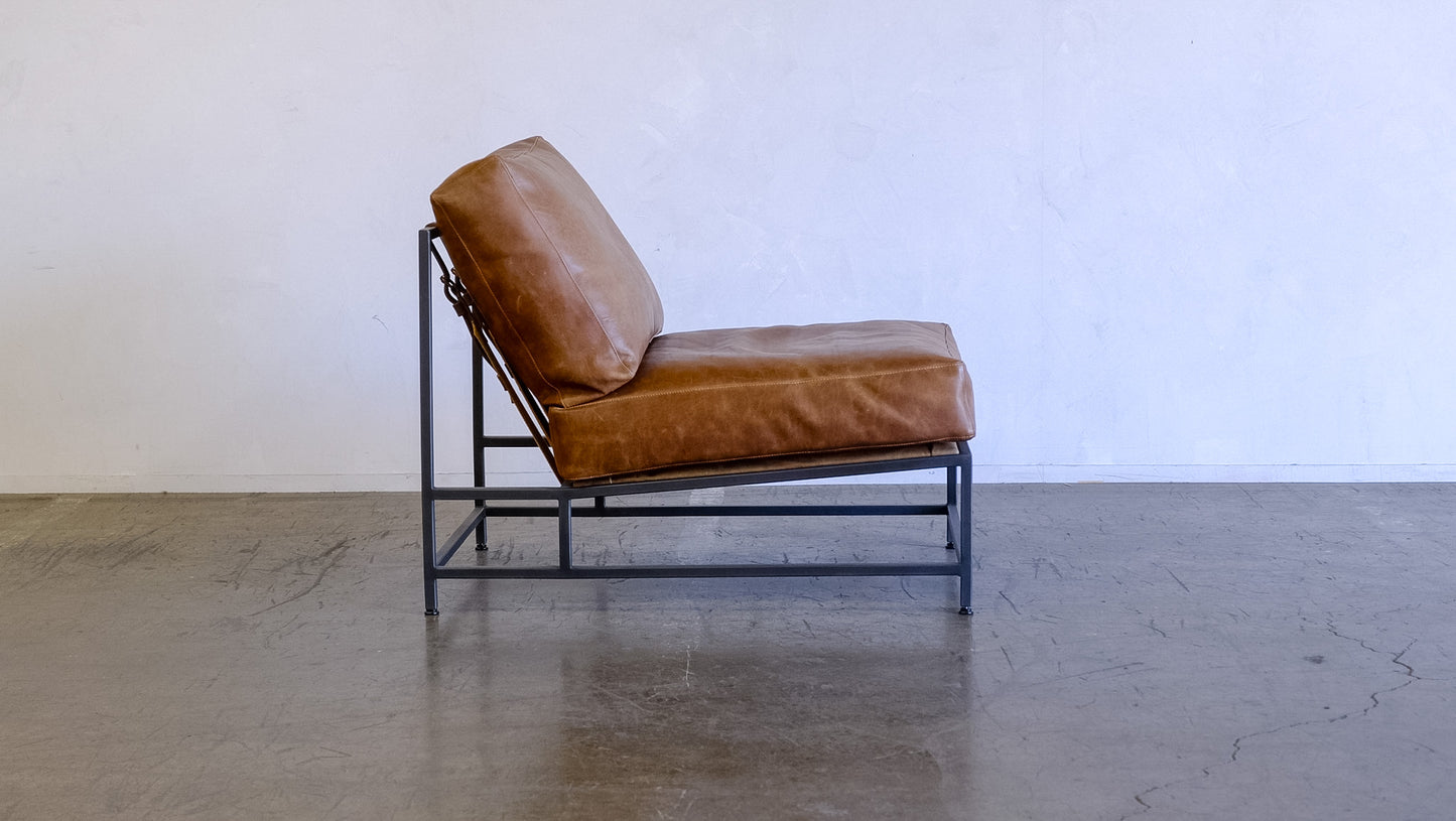 Inheritance Chair in Tan Leather + Blackened Steel