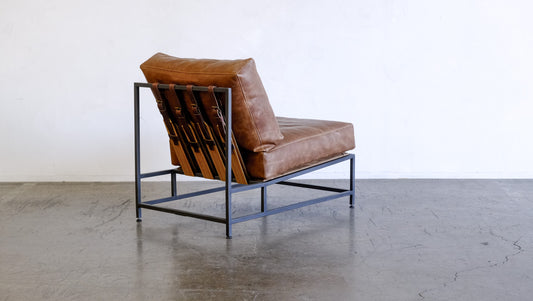 Inheritance Chair in Tan Leather + Blackened Steel