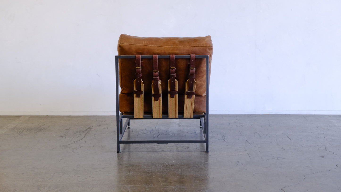 Inheritance Chair in Tan Leather + Blackened Steel