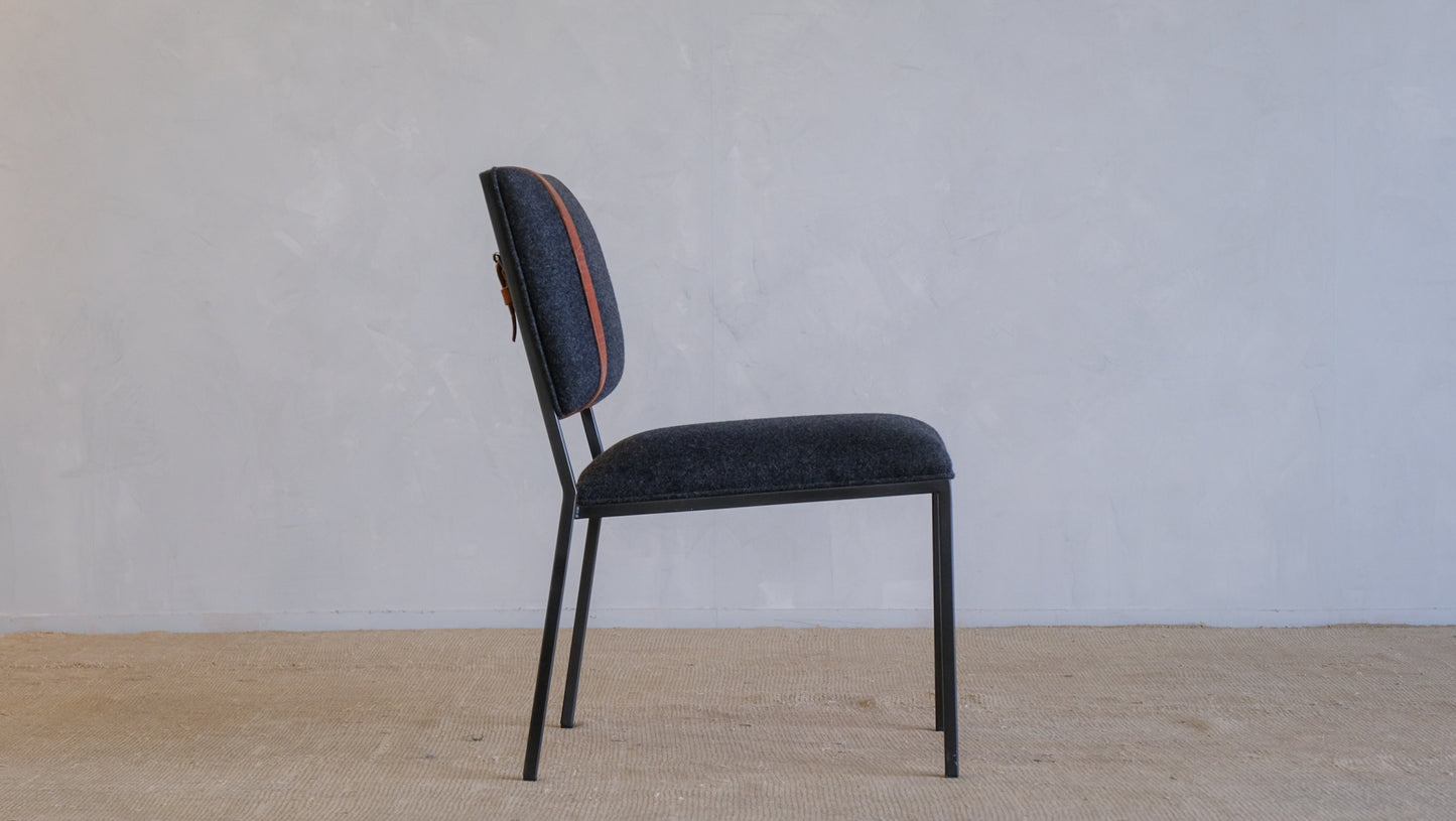 Inheritance Desk Chair in Blackened Steel and Charcoal Wool