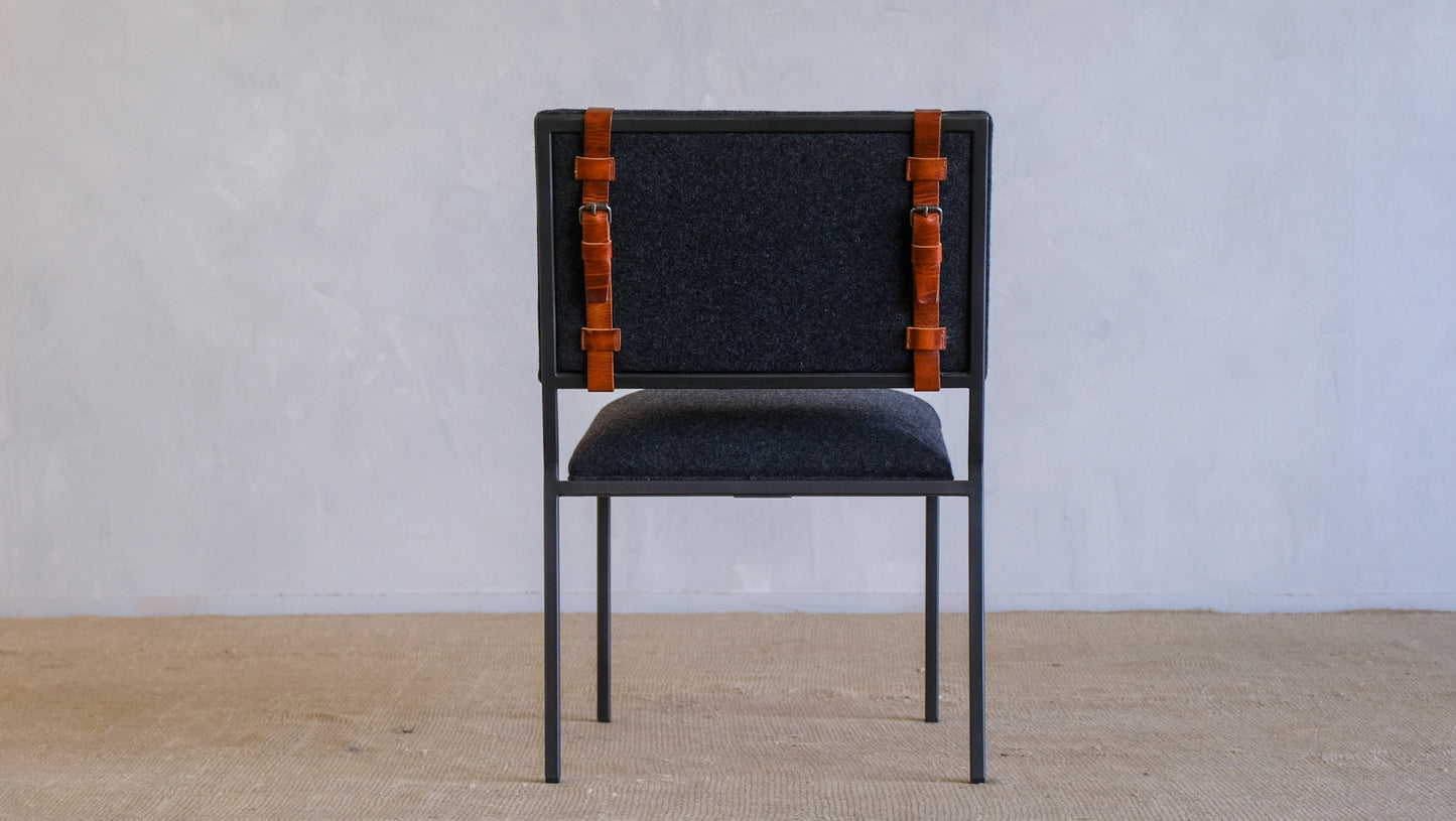 Inheritance Desk Chair in Blackened Steel and Charcoal Wool