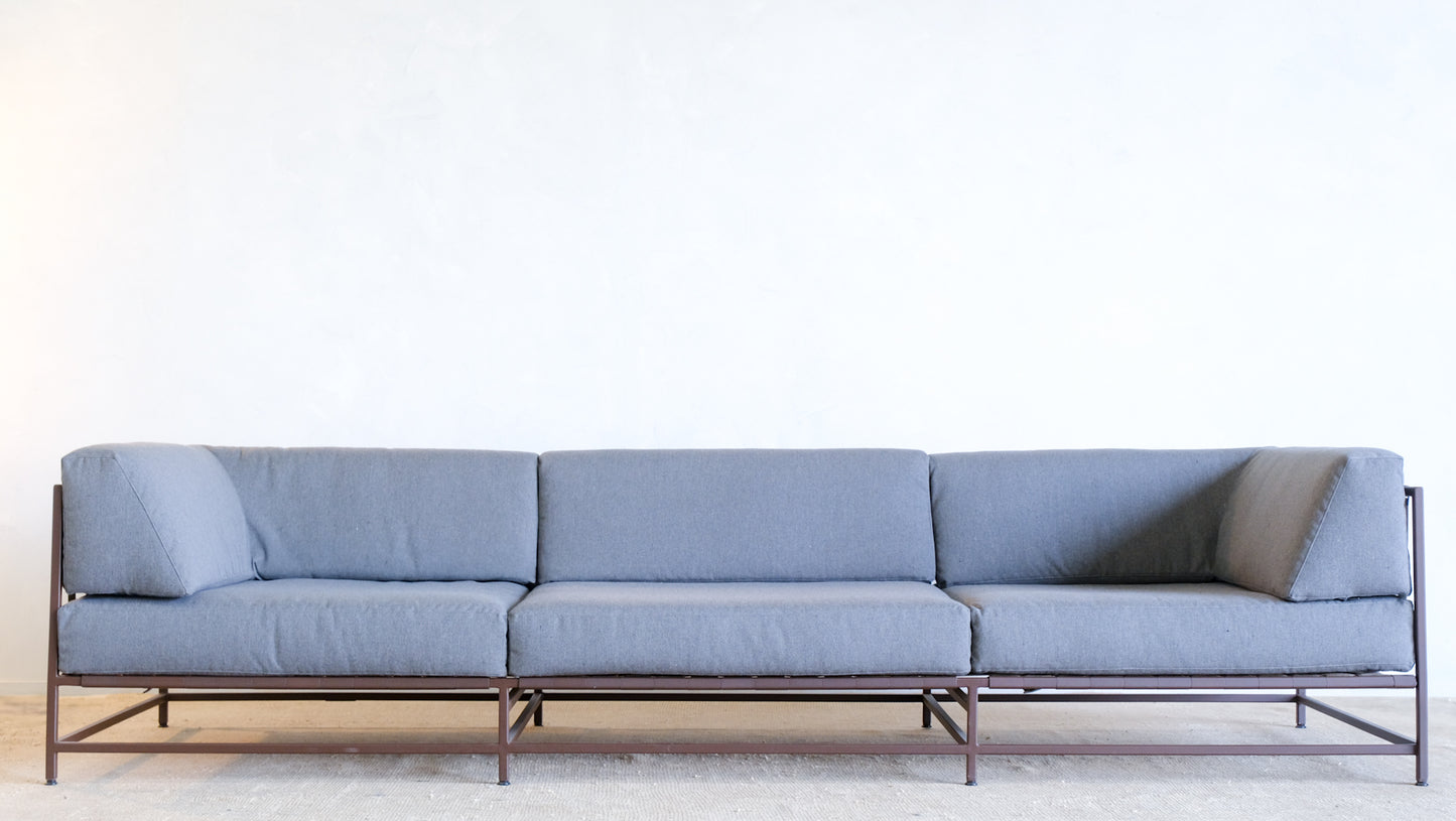 Outdoor Sofa in Grey Canvas with Rust Frame