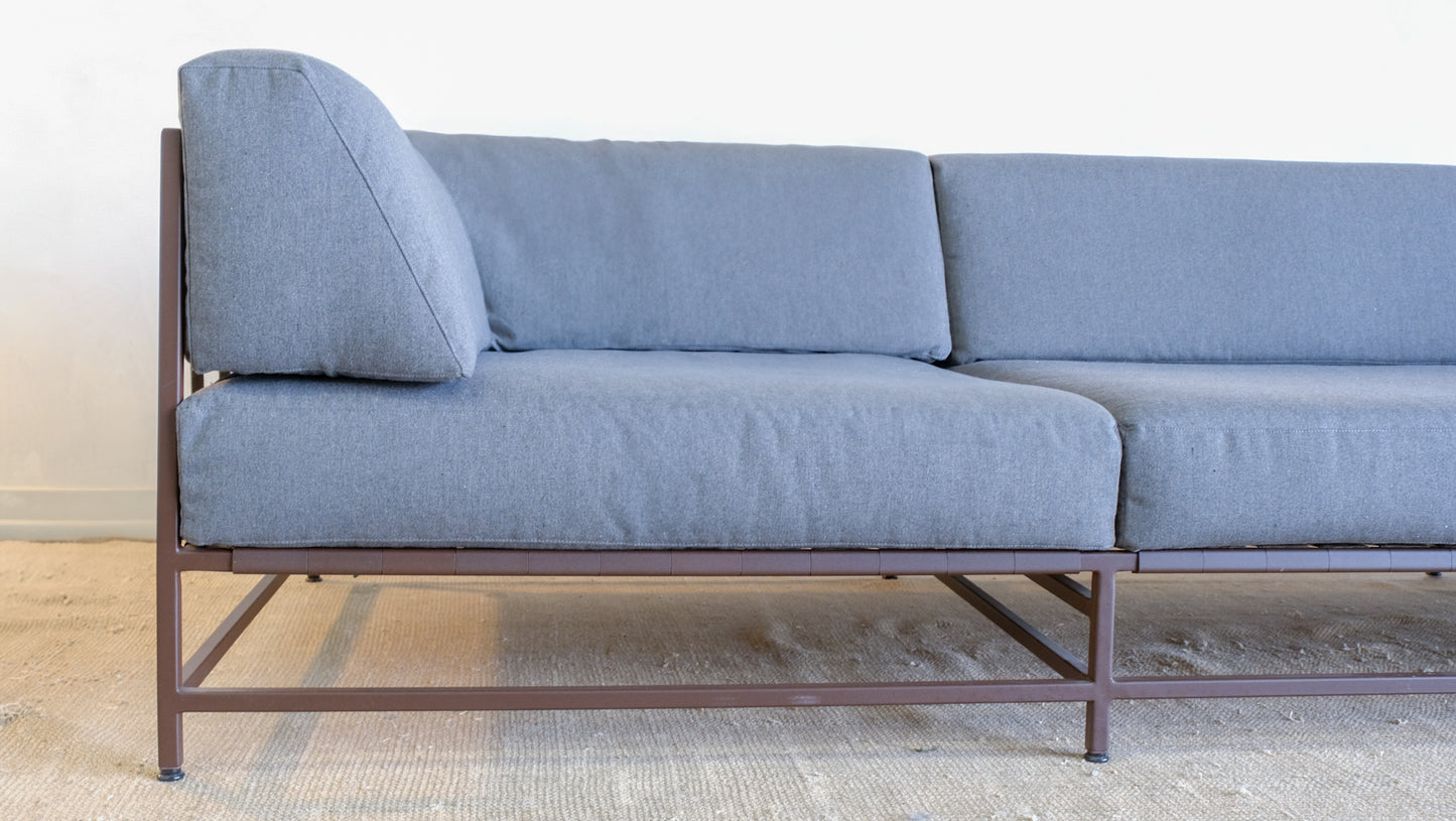 Outdoor Sofa in Grey Canvas with Rust Frame
