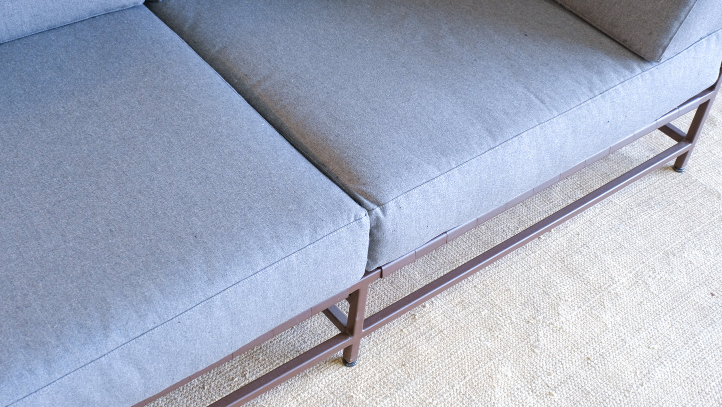 Outdoor Sofa in Grey Canvas with Rust Frame
