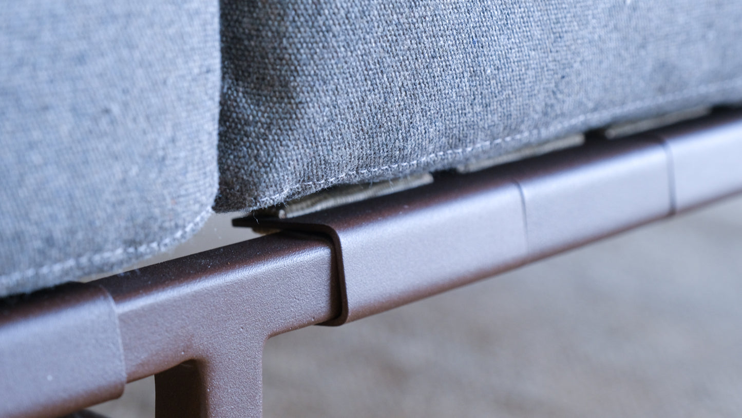 Outdoor Sofa in Grey Canvas with Rust Frame