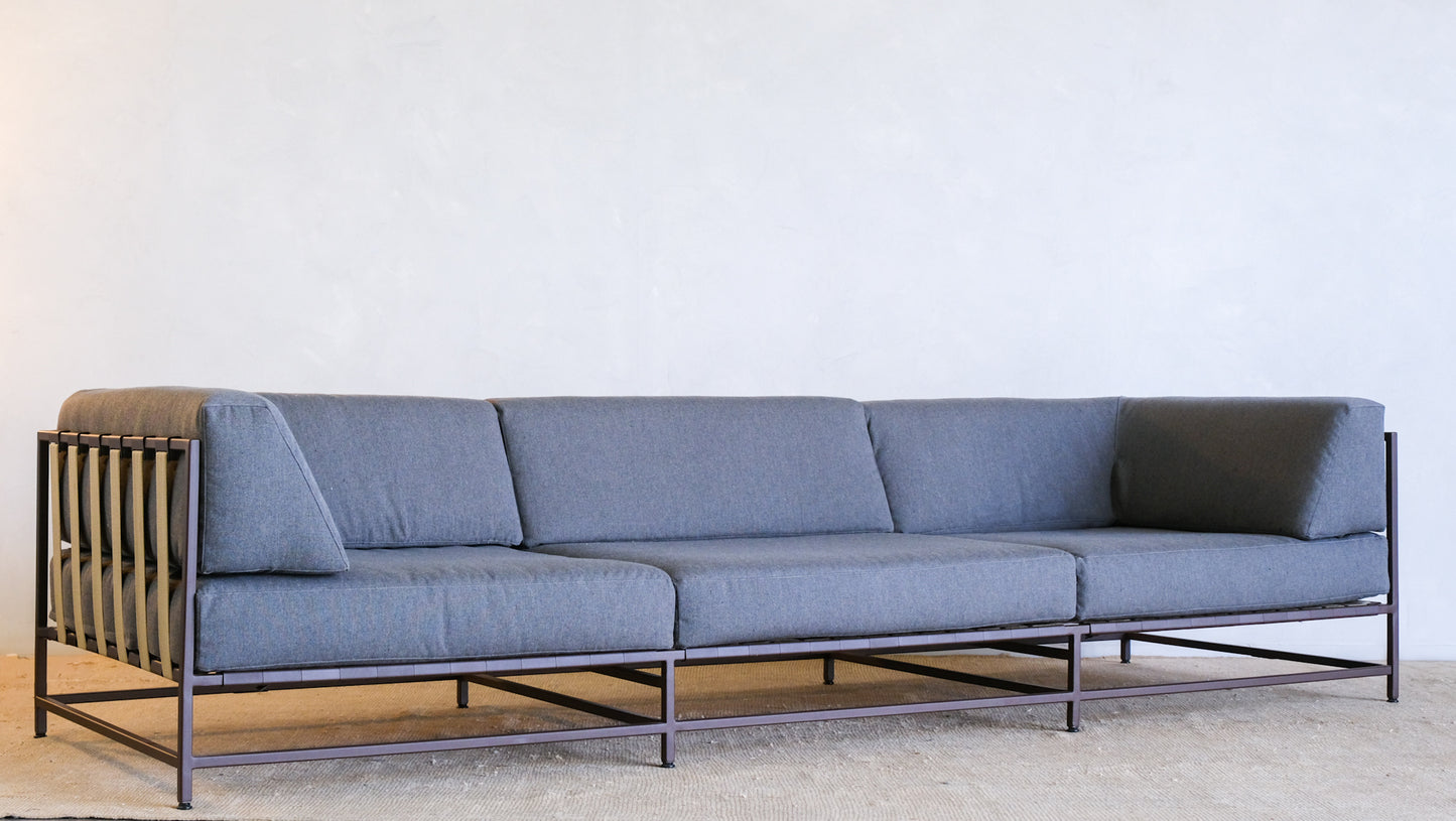 Outdoor Sofa in Grey Canvas with Rust Frame
